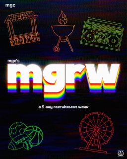 🎪✨ 5 Days… 5 Events… 16 Orgs… 1 WEEK! ✨🎪

Ready to find your people, make new connections, and experience everything MGC has to offer?
Join us from August 17th - 21st For MGC’s MGRW Week. 5 days of games, food, community, culture, and unforgettable memories!

🌳 8/17 — Field Day | 12–2 PM | West Holland Lawn
🎡 8/18 — Carnival | 6–8 PM | Library Plaza
🛍️ 8/19 — Street Market | 3–5 PM | West Holland Lawn
🍔 8/20 — Cookout | 6–8 PM | Spark Lawn
🎶 8/21 — Yard Show | 6–8 PM | Todd Steps

Save the dates & bring your friends — we can’t wait to meet you!